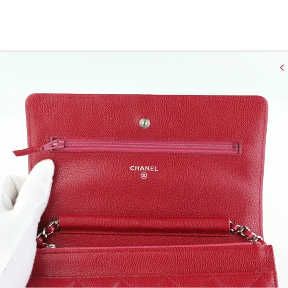 Chanel Caviar Wallet On Chain Red - Picture 5 of 7